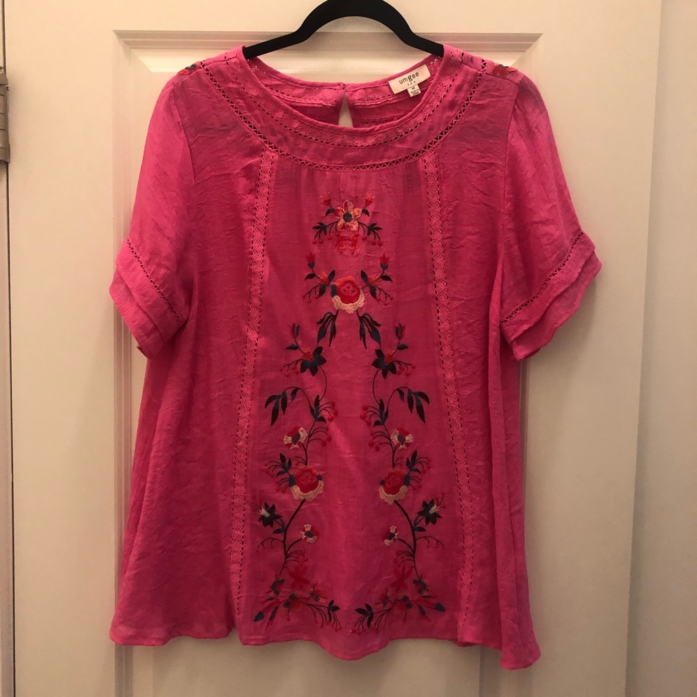 Hot Pink Embroidered Top